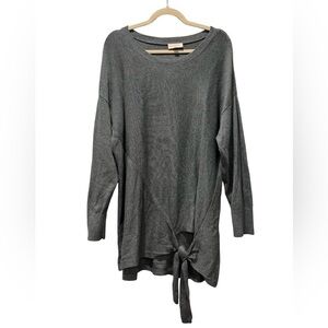 LOFT Charcoal Tie-Front Sweater XL